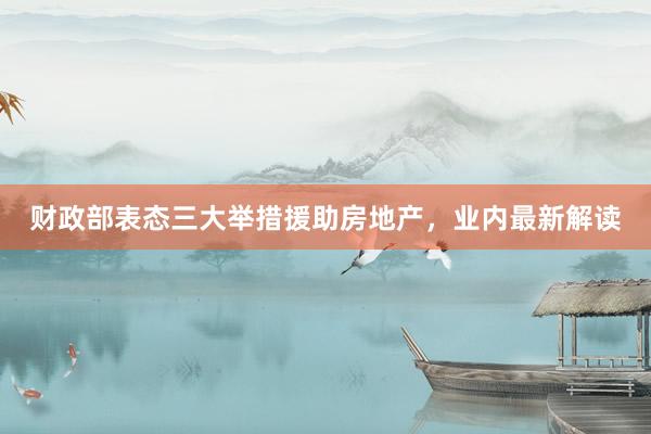 财政部表态三大举措援助房地产，业内最新解读