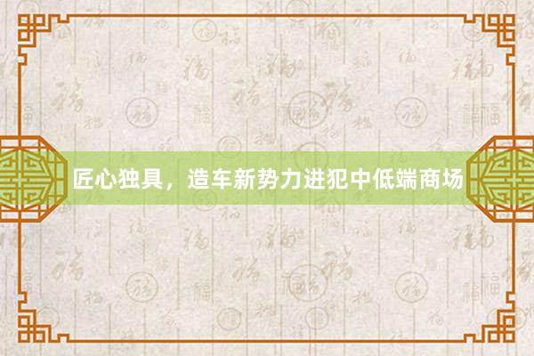 匠心独具，造车新势力进犯中低端商场